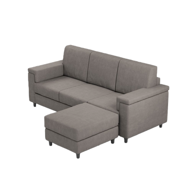 Ityhome MARRAK Grigio | divano 3 posti con pouf