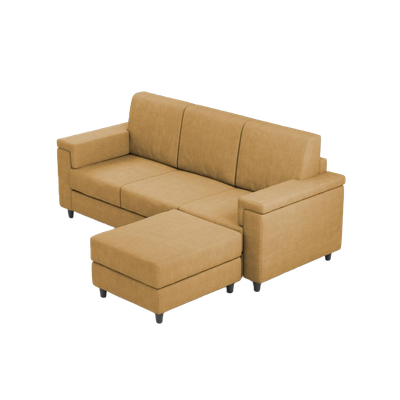 Ityhome MARRAK Ocra | divano 3 posti con pouf