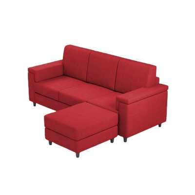 Ityhome MARRAK Rosso | divano 3 posti con pouf