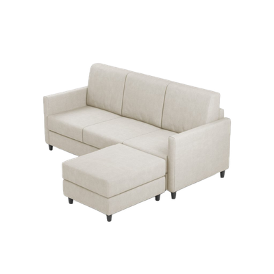 Ityhome KARAY Latte | divano 3 posti con pouf