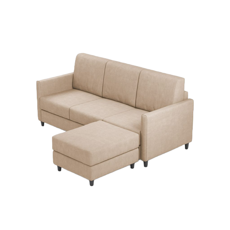 Ityhome KARAY Beige | divano 3 posti con pouf