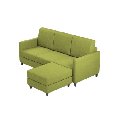Ityhome KARAY Verde | divano 3 posti con pouf