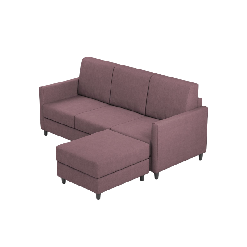 Ityhome KARAY Prugna | divano 3 posti con pouf