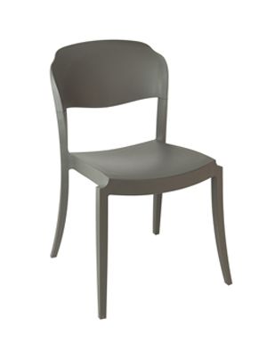 Sedia Green Strass in polipropilene grigio scuro, vista frontale su sfondo bianco