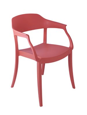Poltroncina Green Strass P rossa isolata con braccioli