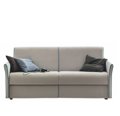 Divano letto ELY ZG Mobili chiuso, vista frontale con cuscini
