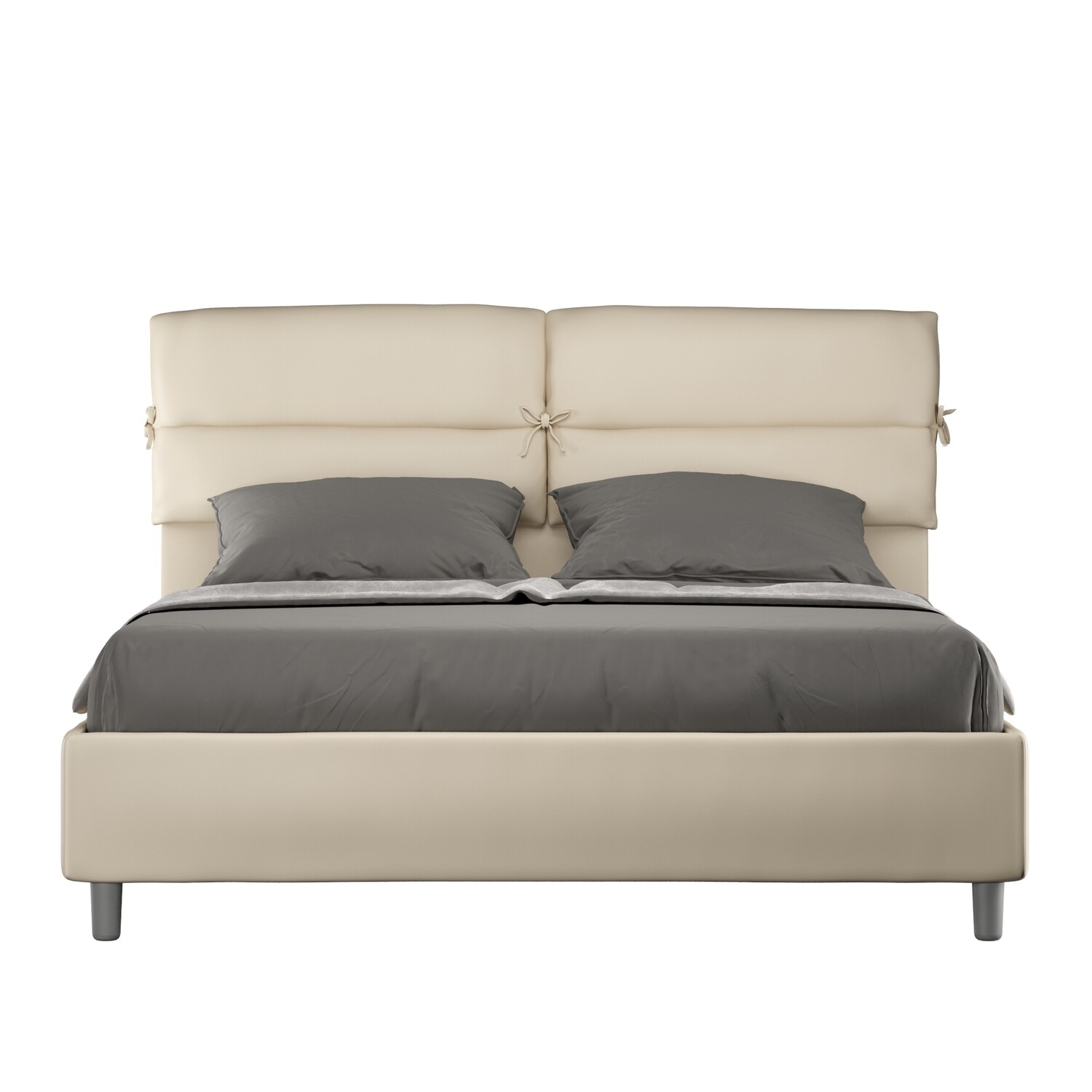 Letto matrimoniale imbottito ITYhome Nandy visto frontalmente su fondo chiaro