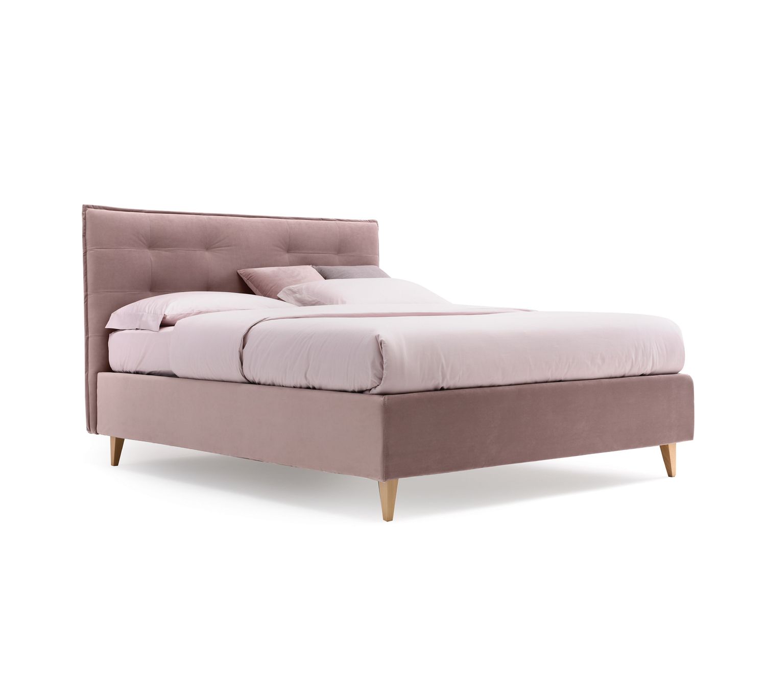 Letto matrimoniale Noctis BOB Capitonnè H27, vista prospettica su fondo bianco