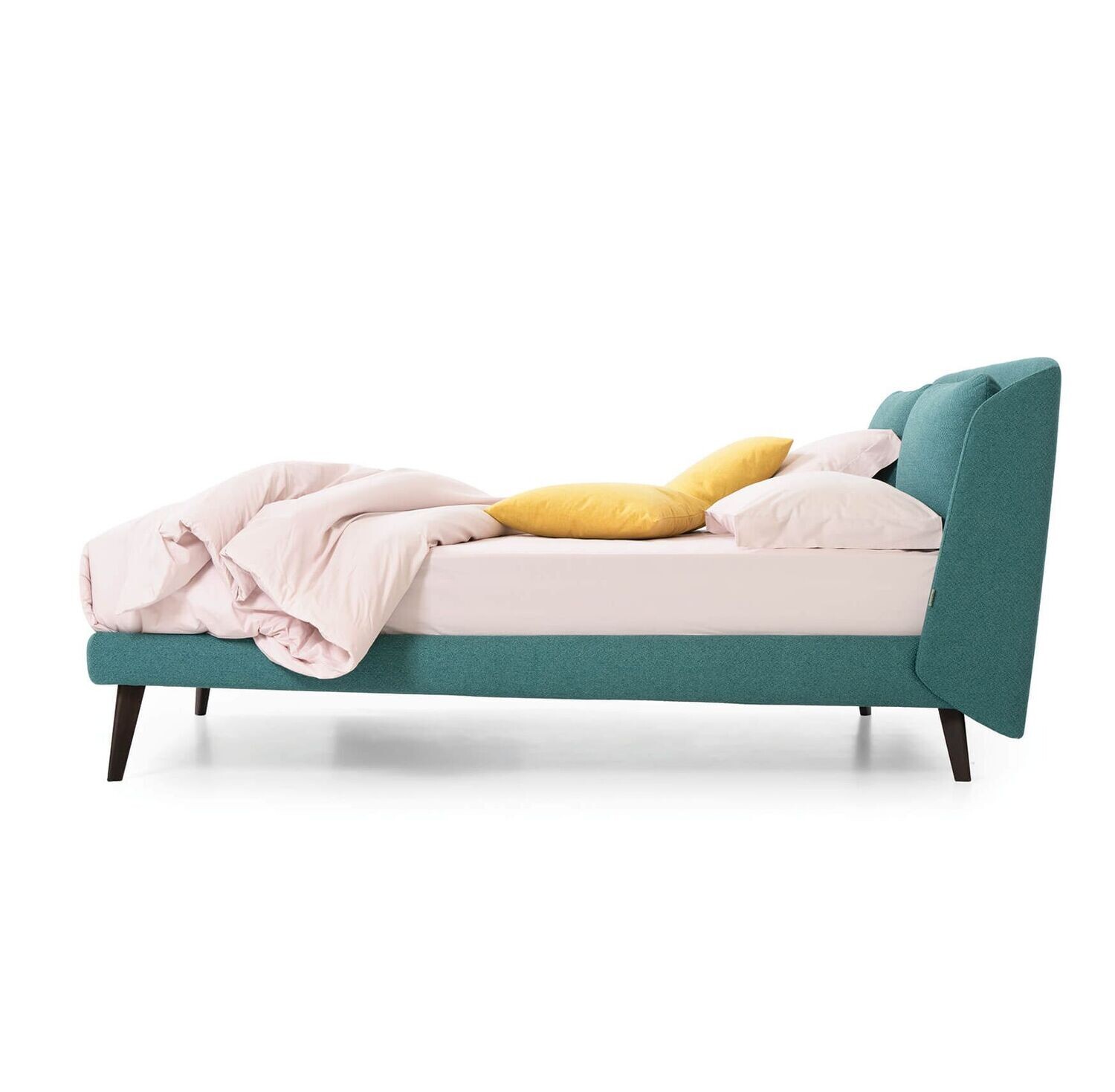 Letto matrimoniale Noctis HELLO H17, vista laterale con testiera avvolgente