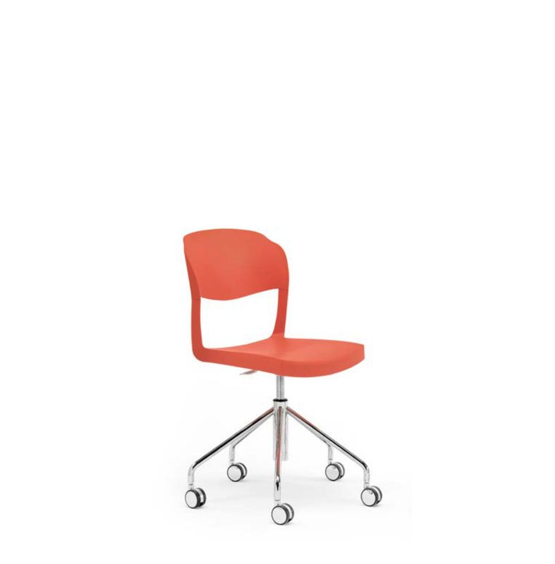 Sedia Green SKA EVO STRASS rossa con base a cinque razze e ruote