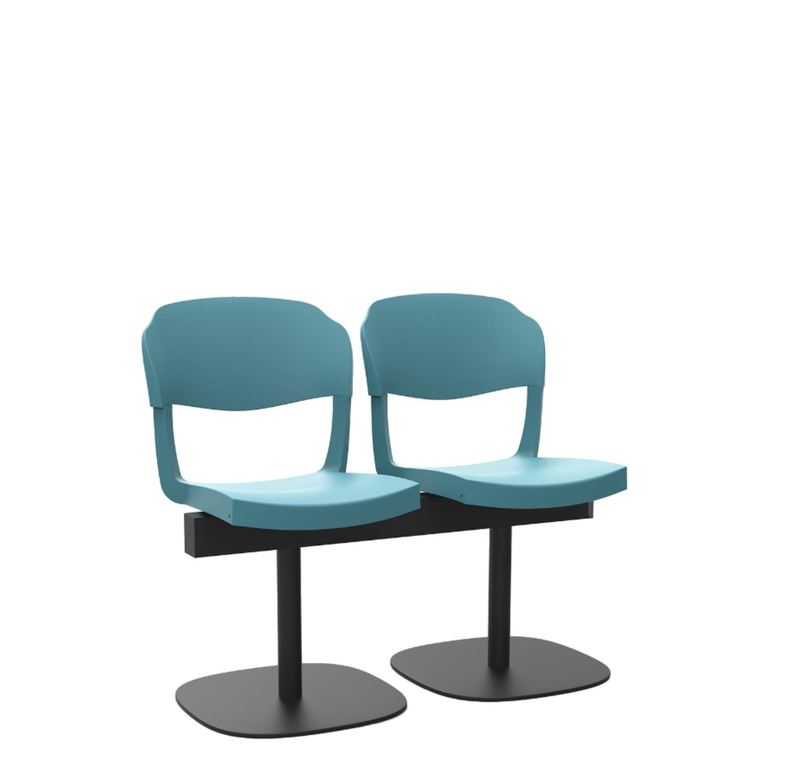 Panca Green STRASS BENCH in polipropilene, vista frontale su base nera