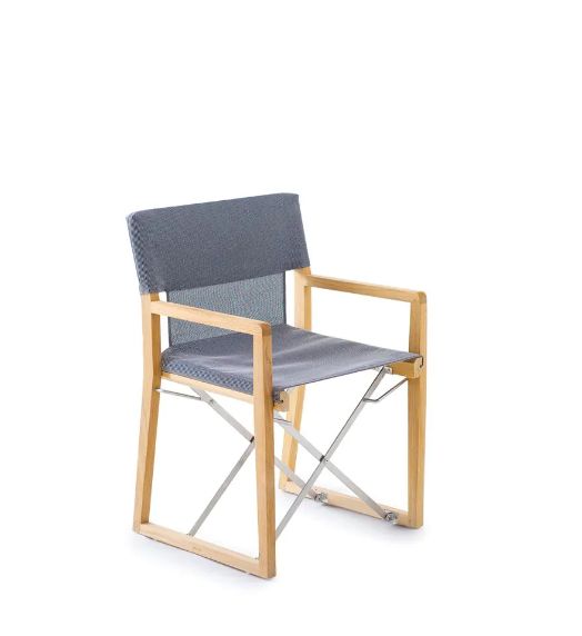 UnoPiu' Cosette poltroncina da esterno in teak e tessuto tecnico grigio scuro