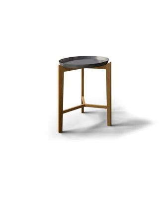 Tavolo basso UnoPiu' FRESBEE in teak con top grafite