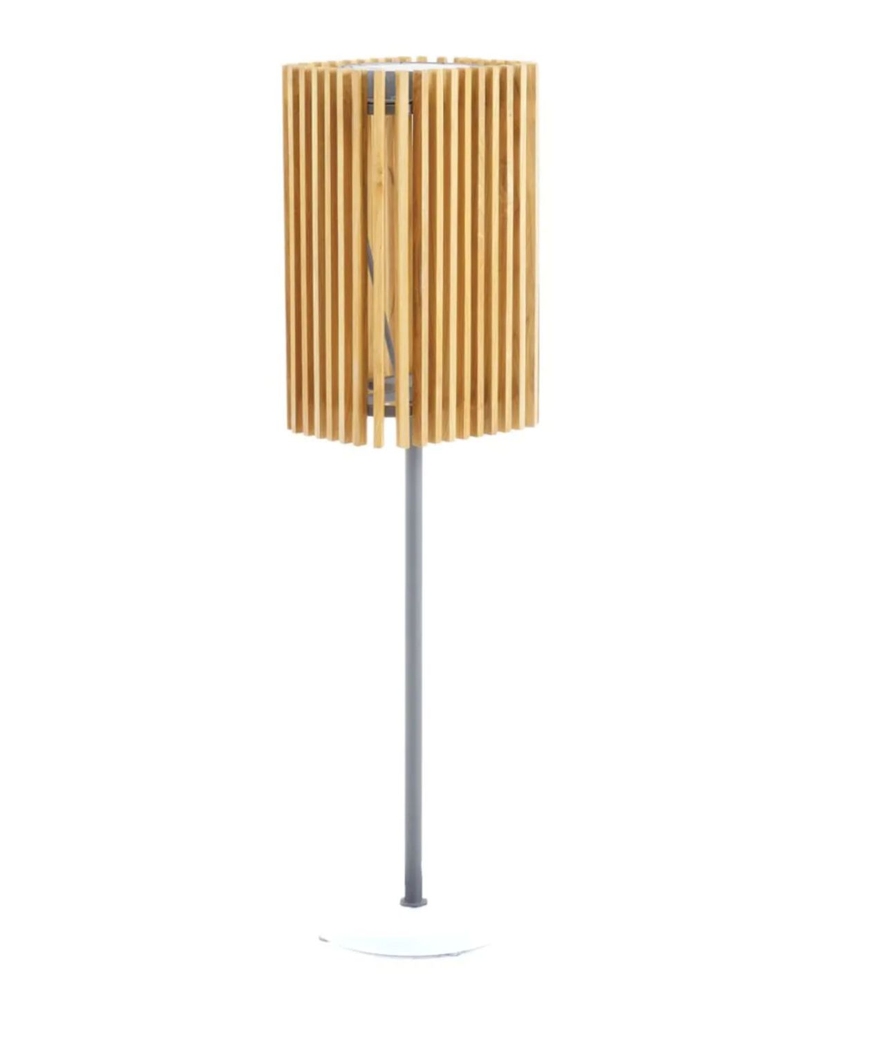 Piantana UnoPiu' SOLARE in teak con paralume cilindrico e base