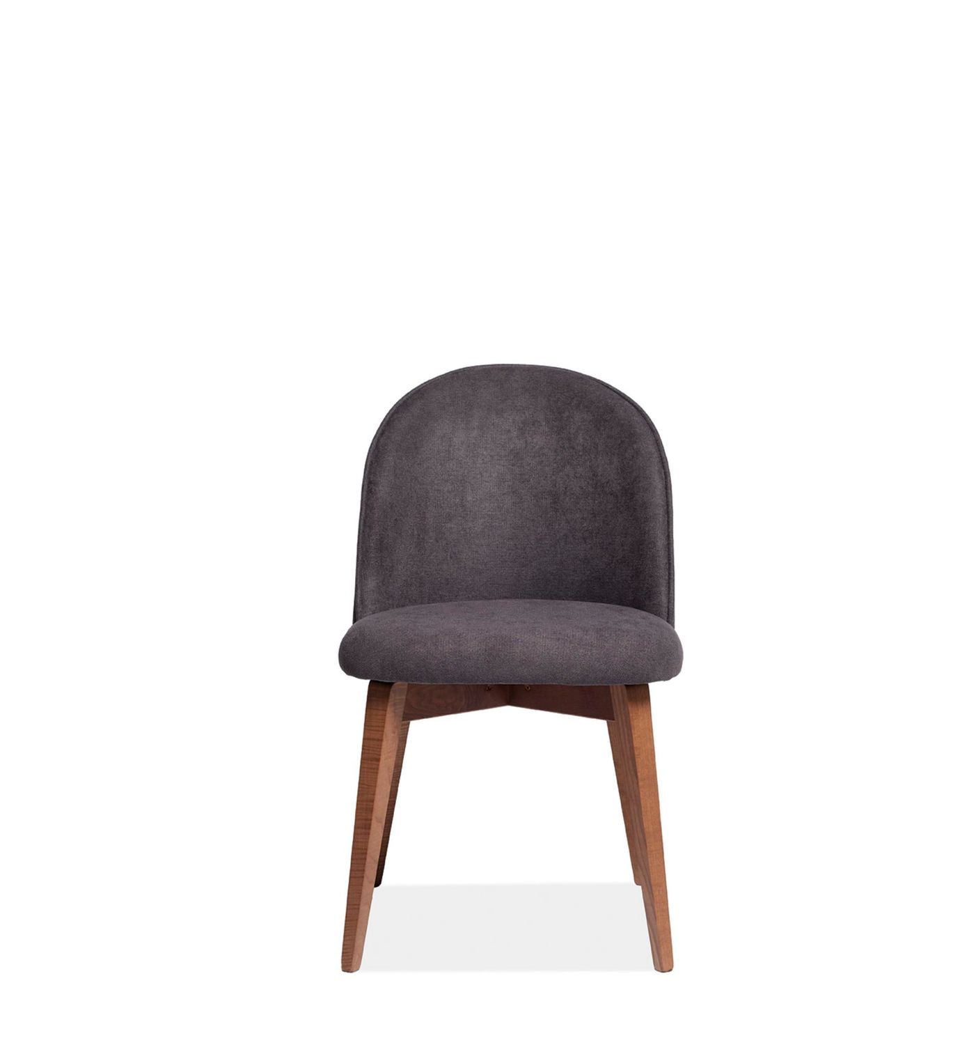 Sedia Friulsedie BALLY frontale con seduta in tessuto scuro e gambe in legno