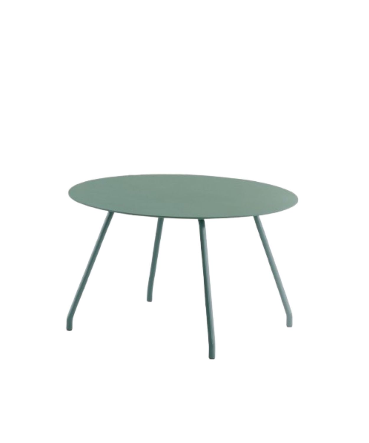 Tavolo rotondo Milani TYPE ONE isolato, con piano sospeso e quattro gambe inclinate