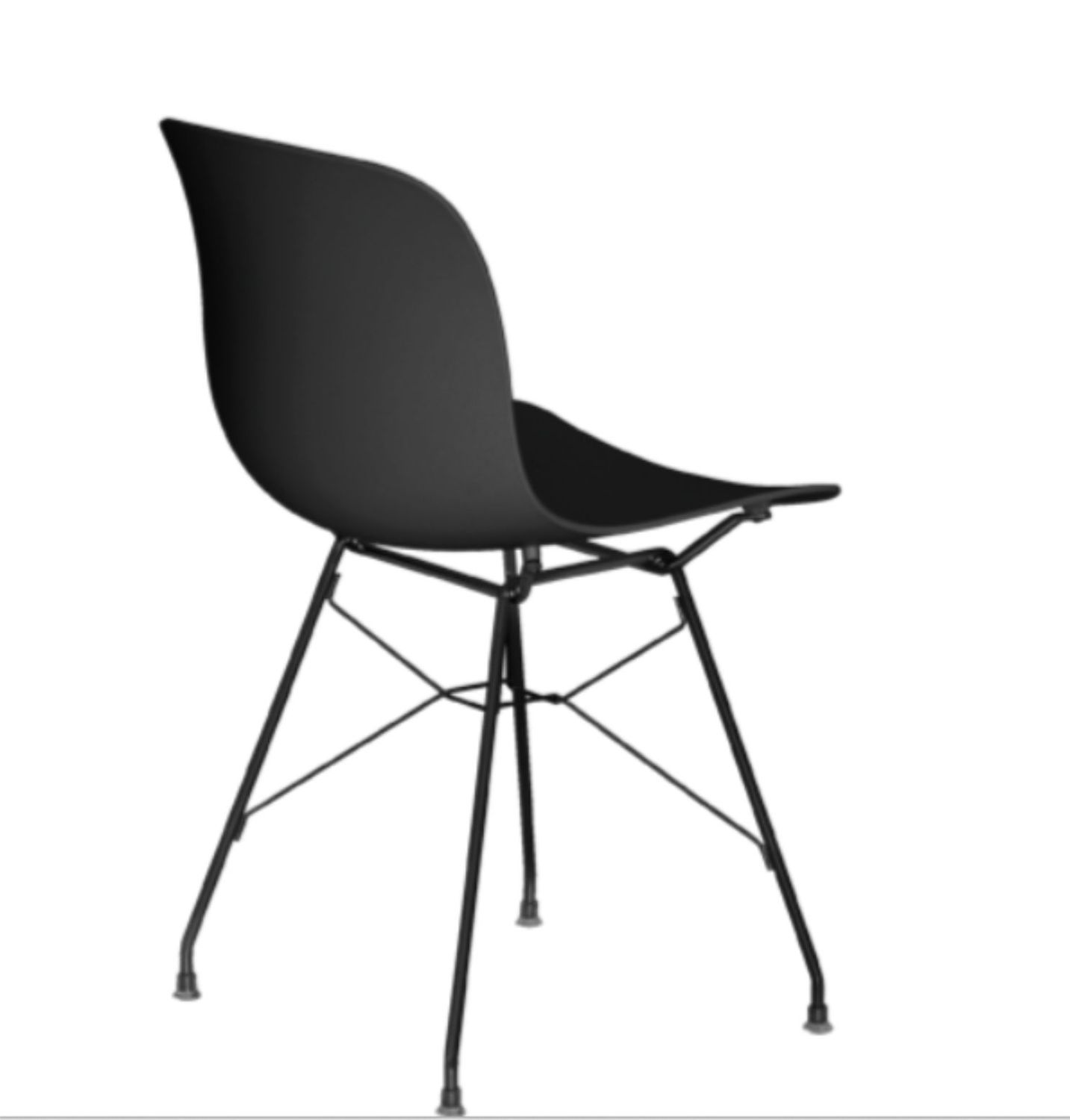 Sedia Magis TROY wireframe nera, vista laterale su base a tondino