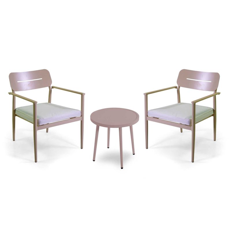 Poltrona alluminio IBIZA 2pz con tavolino tondo beige