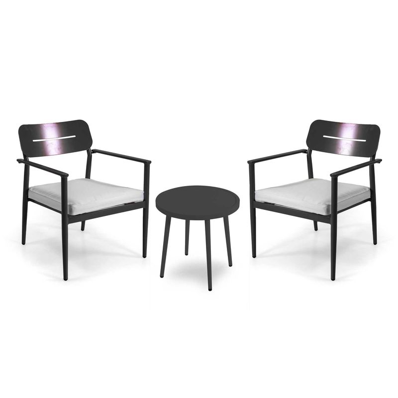 Poltrona alluminio IBIZA 2pz con tavolino tondo antracite
