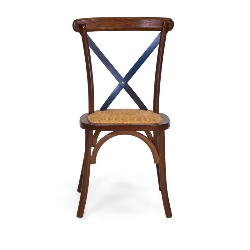 Sedia legno CROSS stecche in ferro noce impilabile
