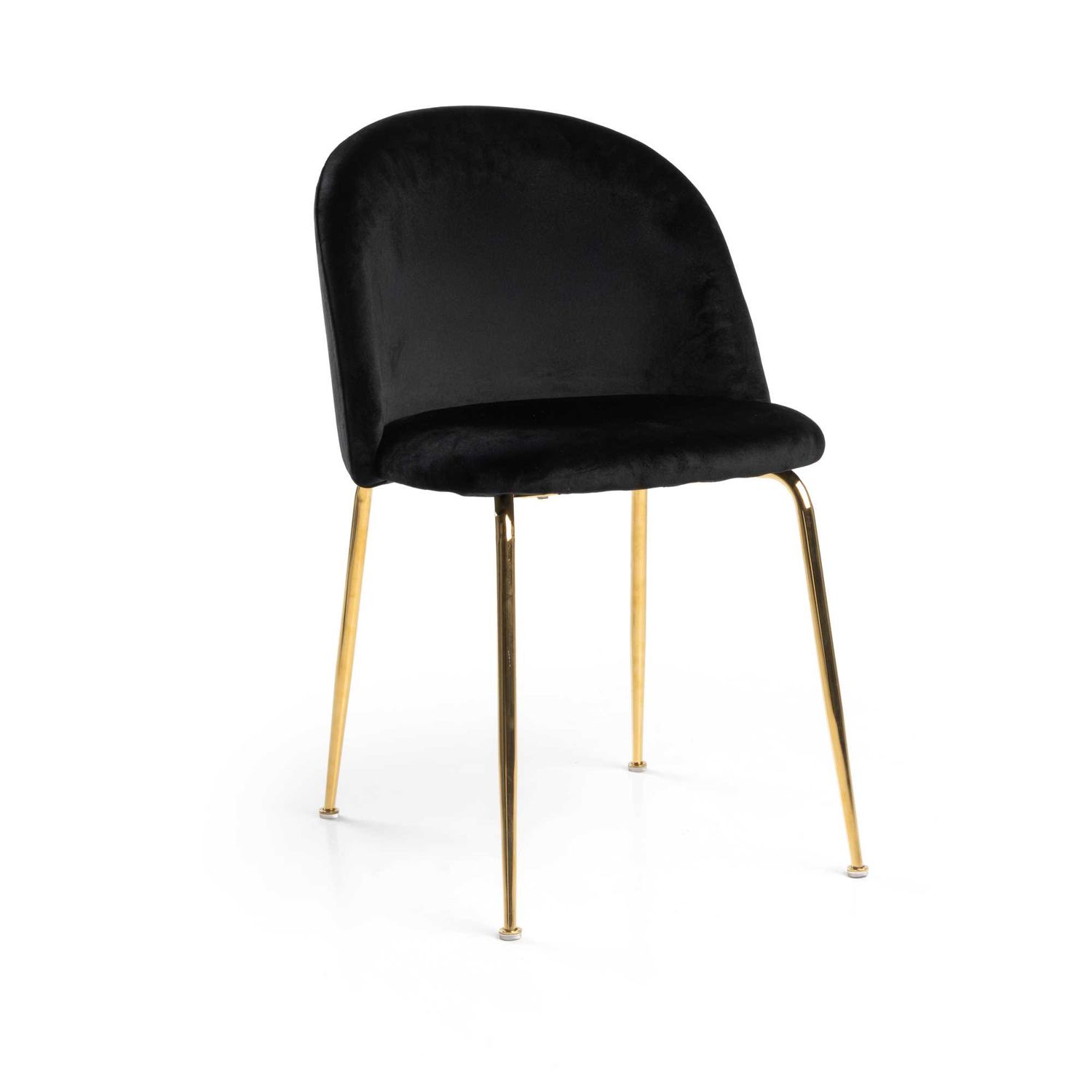 Sedia Vacchetti SAMMI in velluto nero con struttura e gambe cromate oro