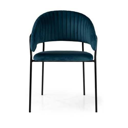 Poltrona velluto CHLOE blu struttura nero