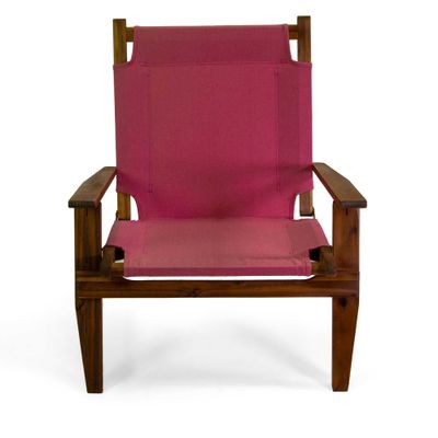 Poltrona legno DIANE c/tessuto rosso