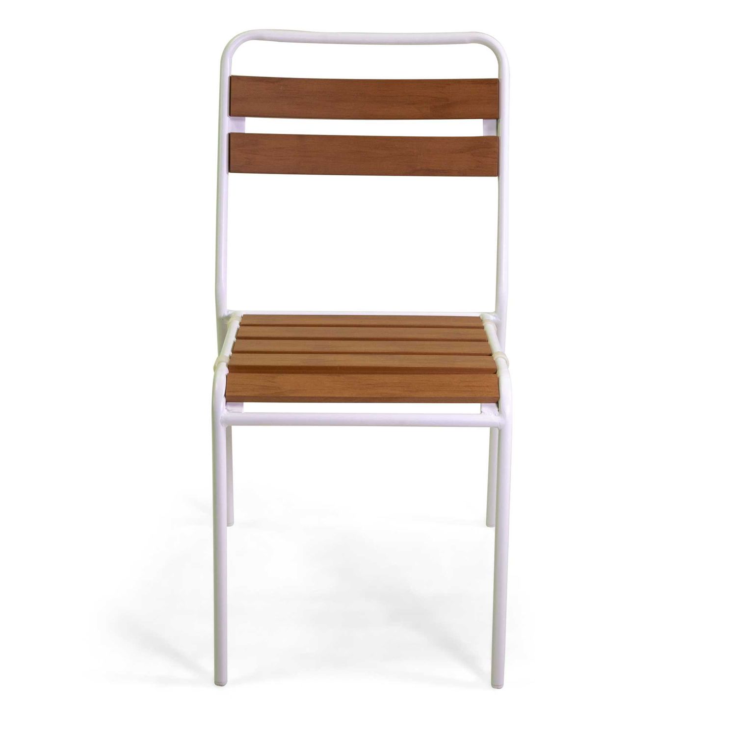 Sedia metallo LOKI bianco con polywood