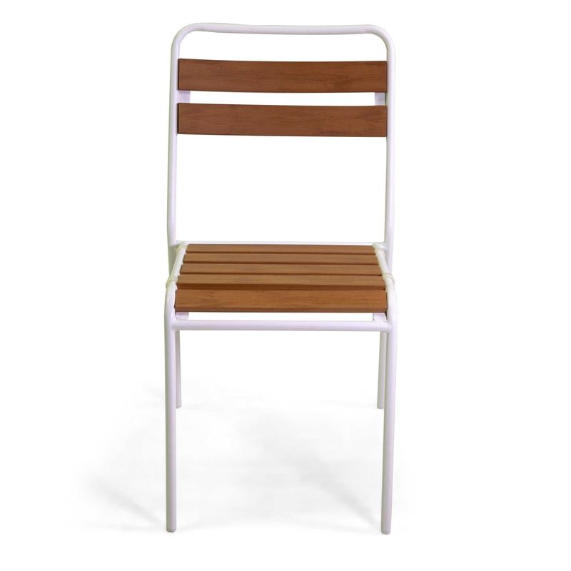 Sedia metallo LOKI bianco con polywood