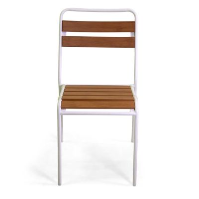 Sedia metallo LOKI bianco con polywood