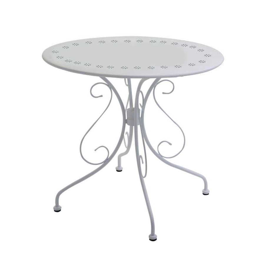 Tavolo metallo NEW OLD bianco crema tondo