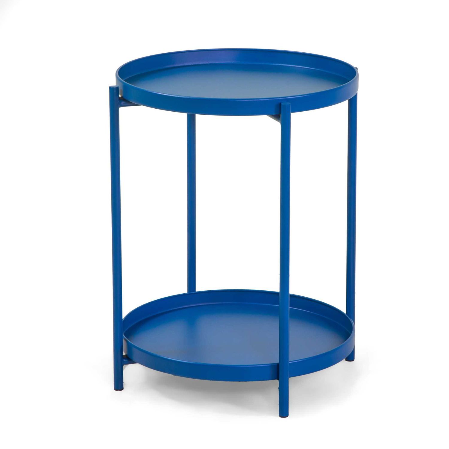 Tavolino metallo HIRO BLU  tondo 2 piani