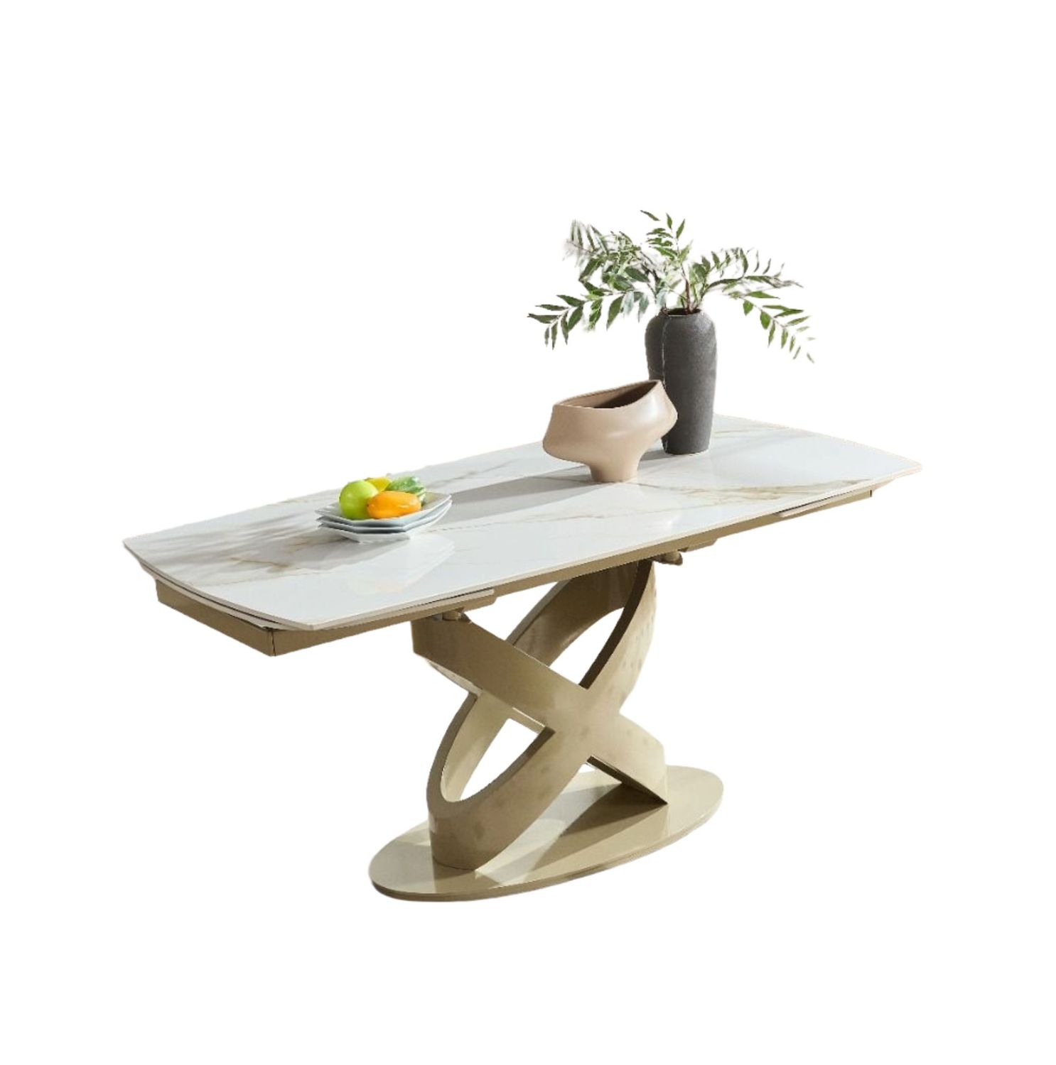 Musa DEDALO | Tavolo allungabile in ceramica Bianco Calacatta Gold lucido