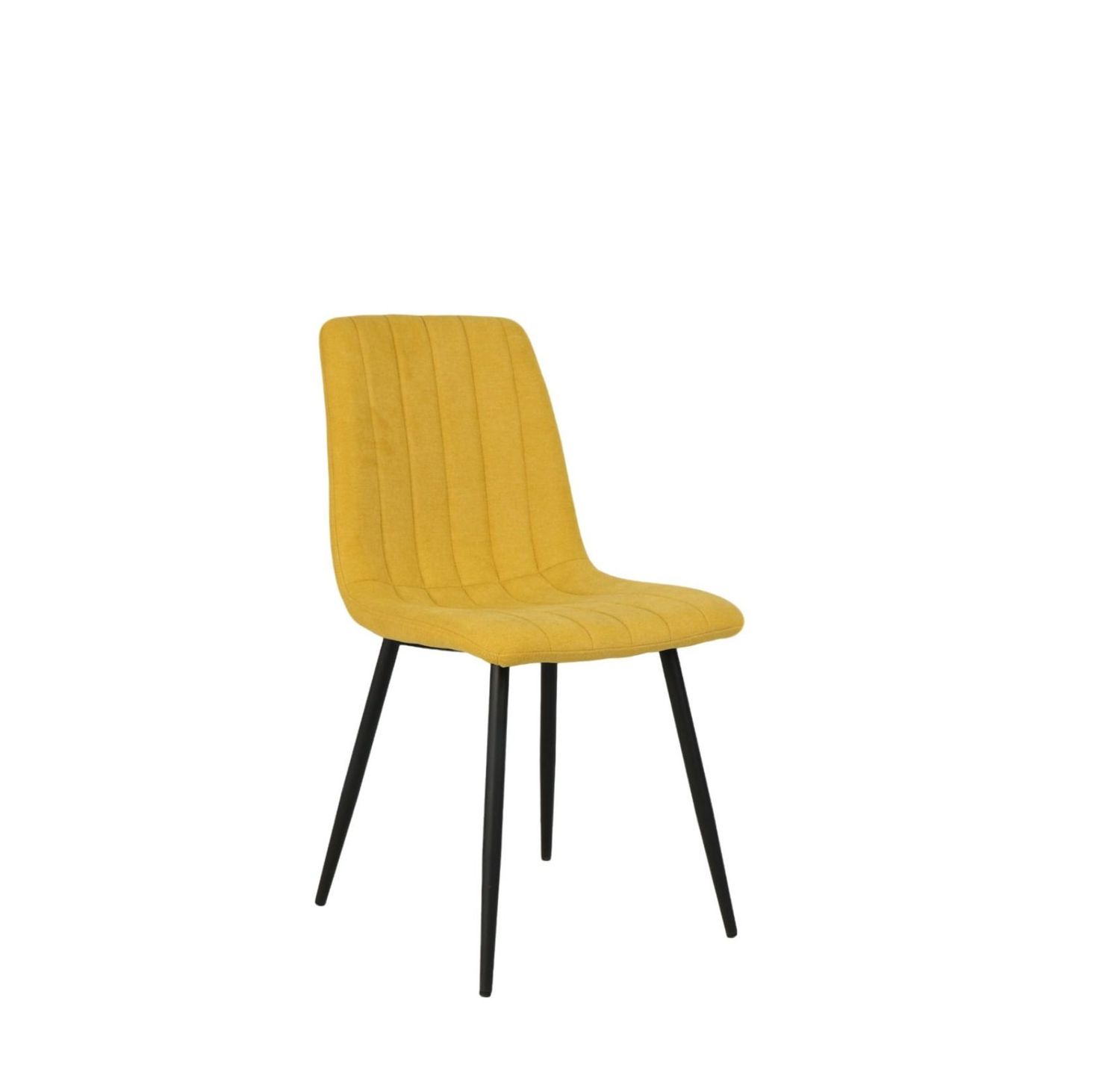 Poltroncina Musa Home Collection MADDY gialla con trapuntatura verticale e struttura nera