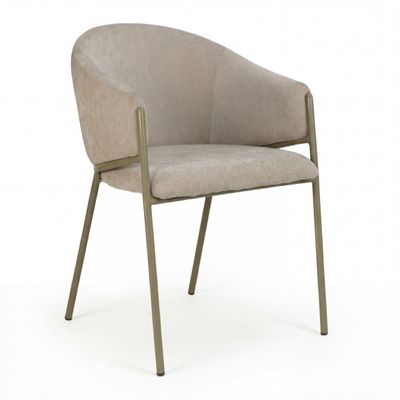Poltroncina Musa Home Collection OPERA color tortora con struttura in metallo champagne