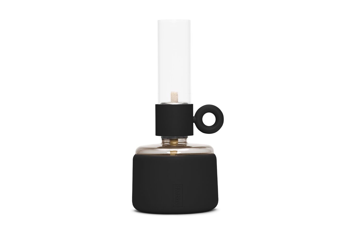 Lampada a olio Fatboy Flamtastique XS nera, vista frontale
