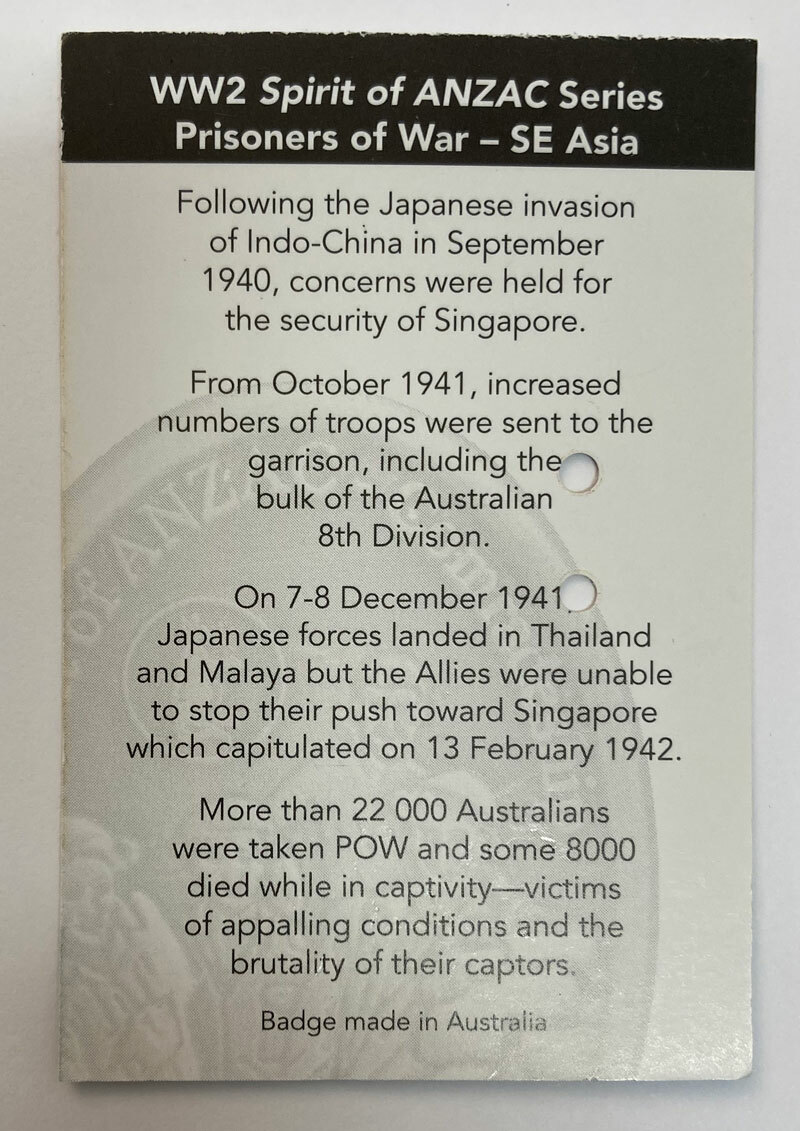 WW2 Spriti of ANZAC Series Badge