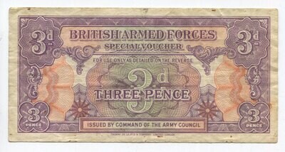 British Armed Forces Special Voucher 1946 3 Pence