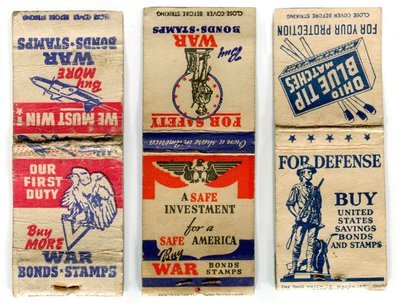 World War Matches covers - War Bonds and Stamps designs