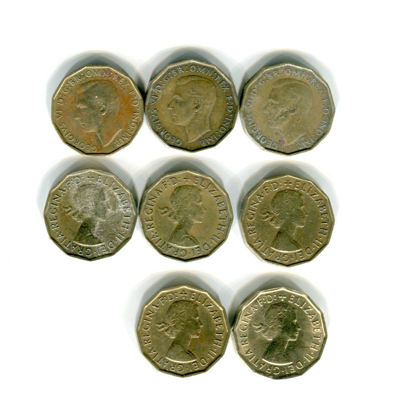 3 Pence - 8 coins