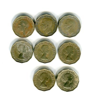 3 Pence - 8 coins