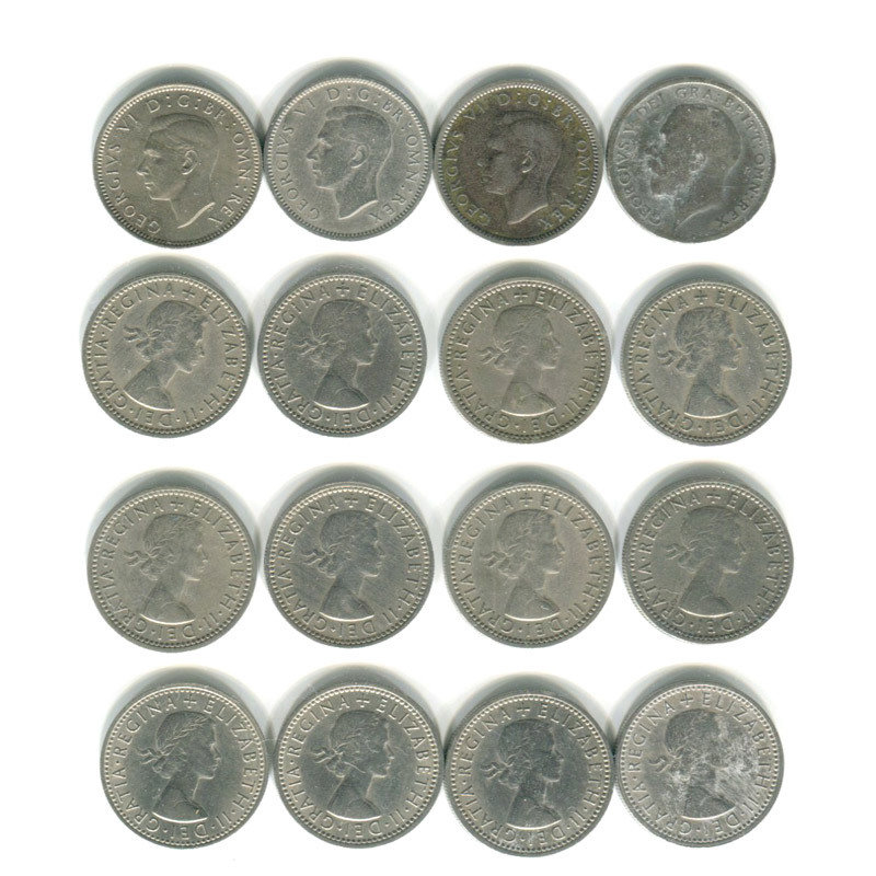 6 Pence - 16 coins