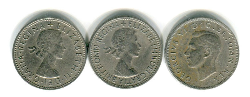 1 shilling UK - 3 coins