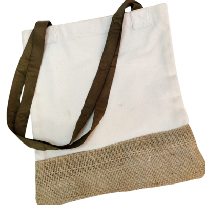Cotton Tote with Recycled Coffee Sack Detailing