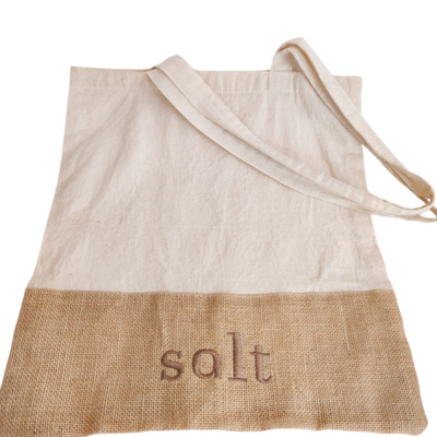 100% Cotton Tote with Hesian Detail
