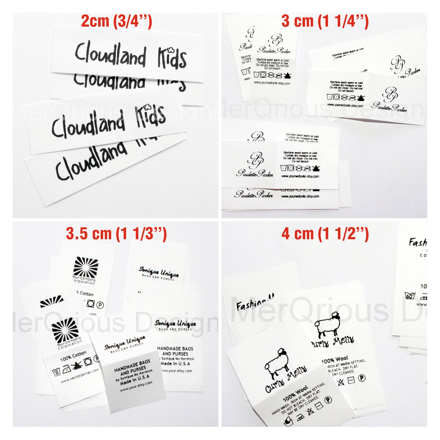 Budget Nylon Clothing Labels, Wash Care Tags