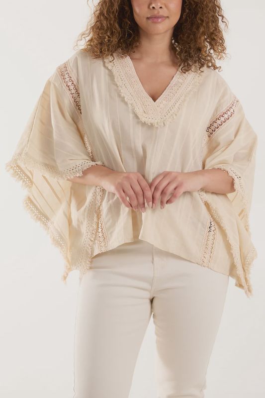 Nova V front fringe kimono top