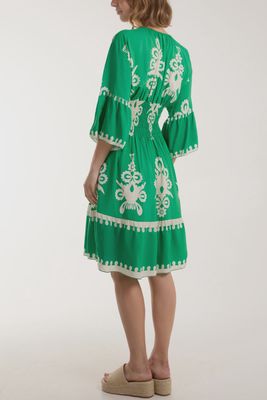 V-Neck shirred Midi dress