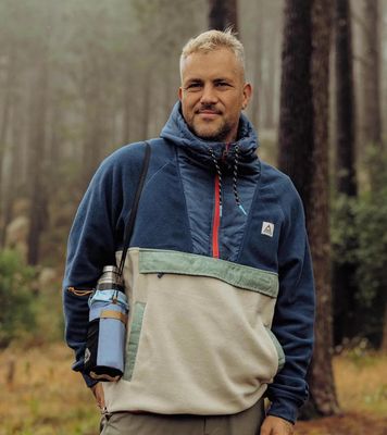Woodland Hooded 1/2 Zip Recycled Polar Fleece