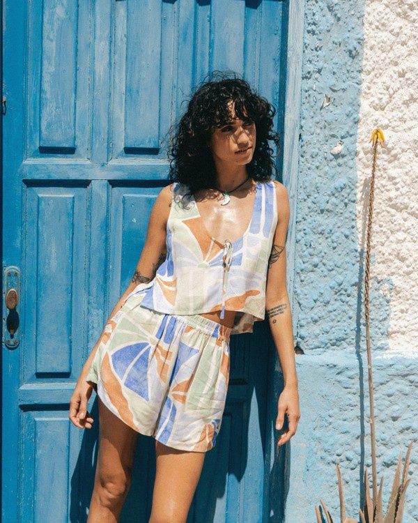 Mystic Tides - Elastic Waist Shorts for Women